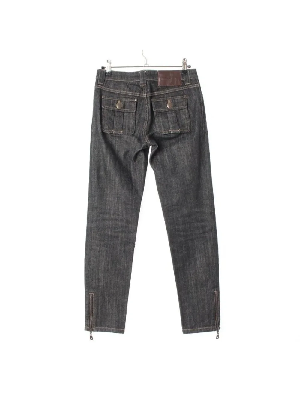 Louis Vuitton Cotton Monogram Emblem Logo Button Denim Pants Black 36